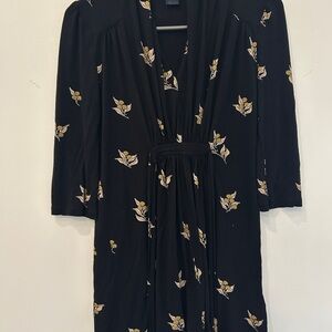French Connection Black Mini Dress with Yellow-White Floral Print